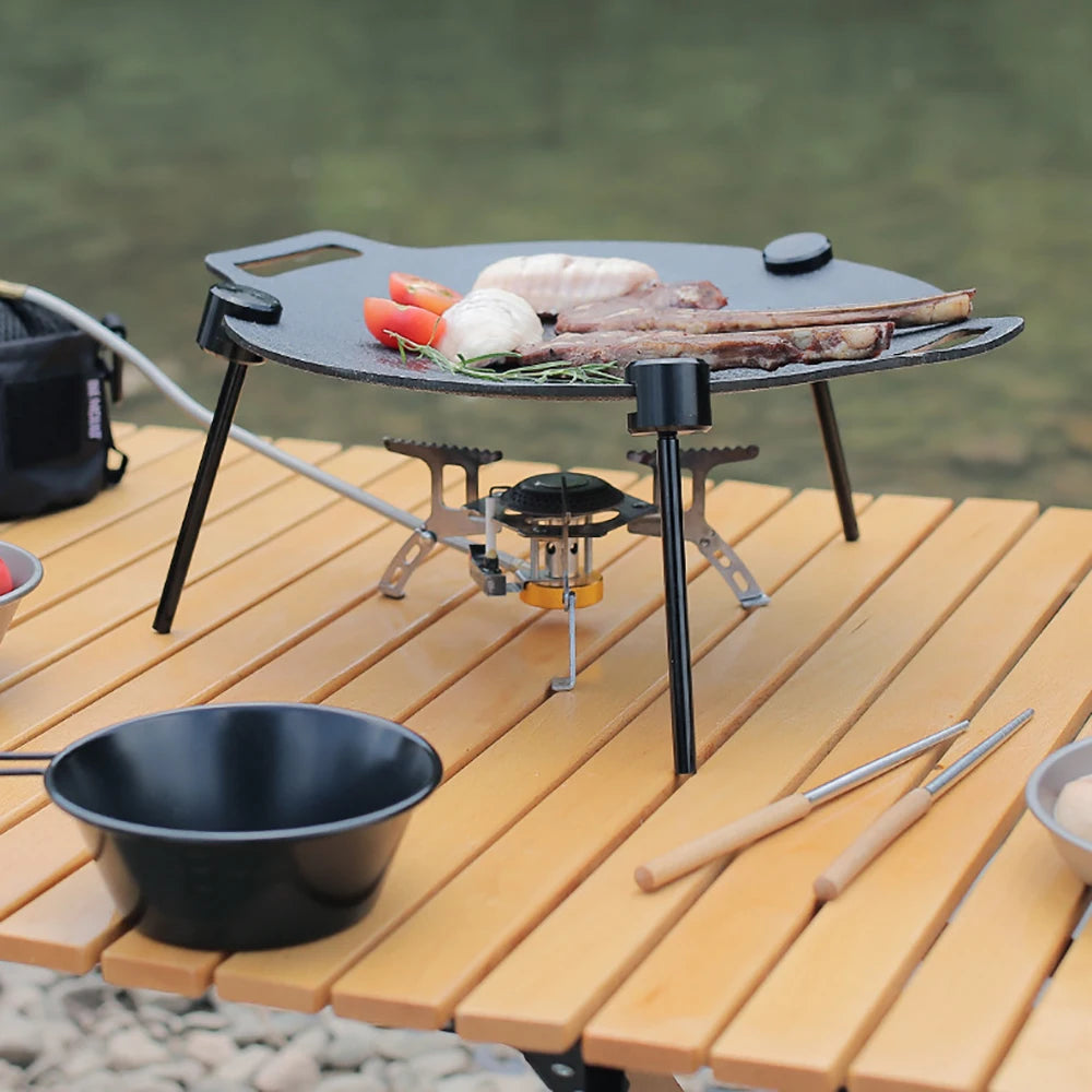 Outdoor BBQ Triangular Bracket Multifunctional Detachable Grill Pot Rack Portable Adjustable with Chain Outdoor Camping Supplies