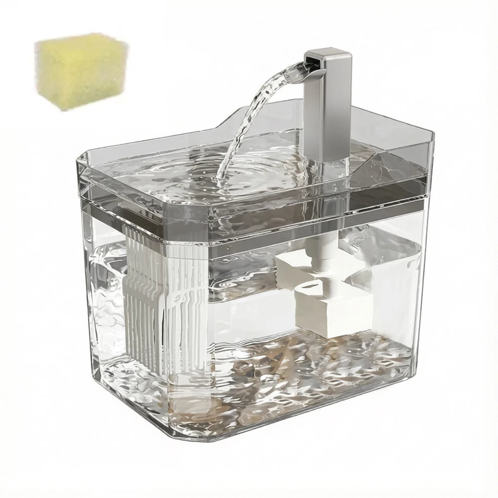 Cat Water Fountain with Auto Filter Transparent Anti-Dry Burning Recirculating Dispenser Includes Pump for Cats