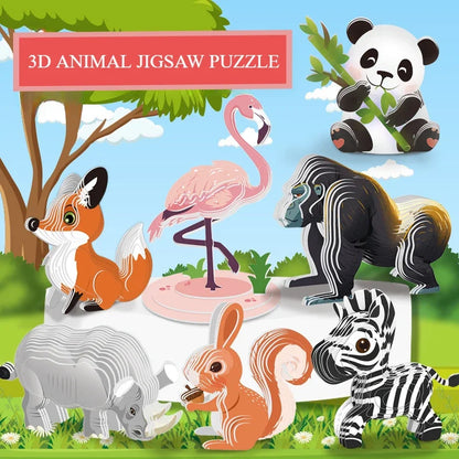 Children's Cartoon Dinosaurs 3D Three-dimensional Puzzle Toys DIY Puzzle Creative Paper Animal Model Assembly  baby toys