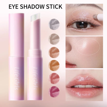 Water-Gloss Jelly Eyeshadow Stick Is a One-Swipe Makeup Highlight Eyeshadow Stick with Pearl Shimmer in Multiple Colors. Luminous Highlight Eyeshadow Stick Is a Two-Use Stick for Eyebrows. Waterproof Effect That Lasts Long an