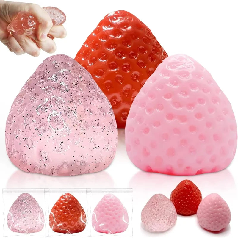 Strawberry Squishy Fidget Toy Slow Rebound Stress Relief Toy Cute Fruit Squeeze Toy Gift Perfect Desk Decoration for Kids Adults