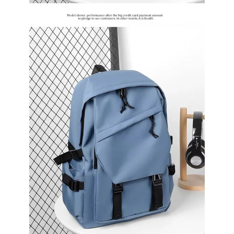 One 15 Inch Polyester Waterproof Solid Color Simple Men's Backpack Fashion Couple Student Computer Backpack