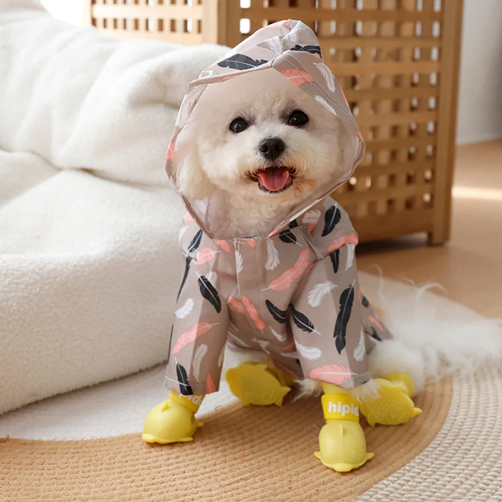 Cartoon Printed Dog Raincoat for Small Dogs Waterproof Pet Clothes Poodle Puppy Pomeranian Raincoats chubasquero para perros