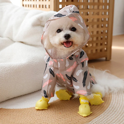 Cartoon Printed Dog Raincoat for Small Dogs Waterproof Pet Clothes Poodle Puppy Pomeranian Raincoats chubasquero para perros