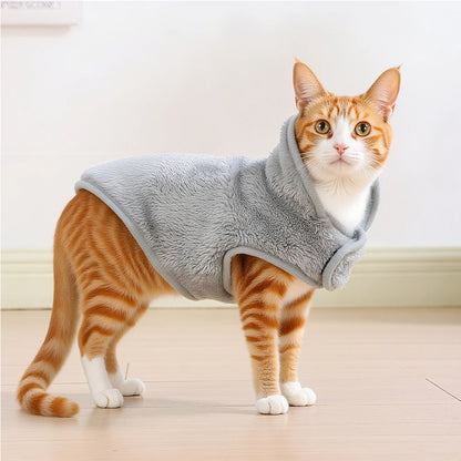 Cute Pet Jacket Coat Adjustable Soft High Neck Kitten Apparel Reversible Warm Fleece Autumn Winter Costume For Small Cats Sphynx