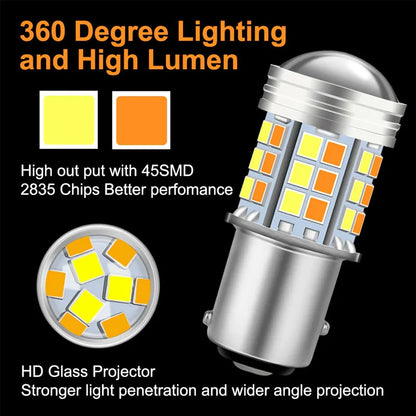 1pc Dual Color Parking Light Led T25 3157 P27/7W 45Smd Car DRL Turn Signal Lamp Auto Lights Bulb 12V CAR Accessories