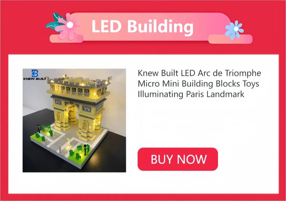 Knew Built Louvre Micro Mini Building Blocks for Adult, Architecture Toys Set, Construction, Arc Triomphe Eiffel Assembly Bricks