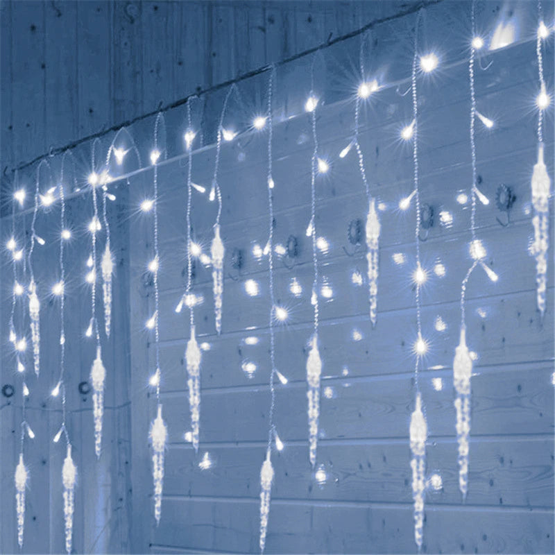 Christmas Garland LED Icicle Curtain String Lights Droop Outdoor Garden Street Wedding Decorative lighting Steady on
