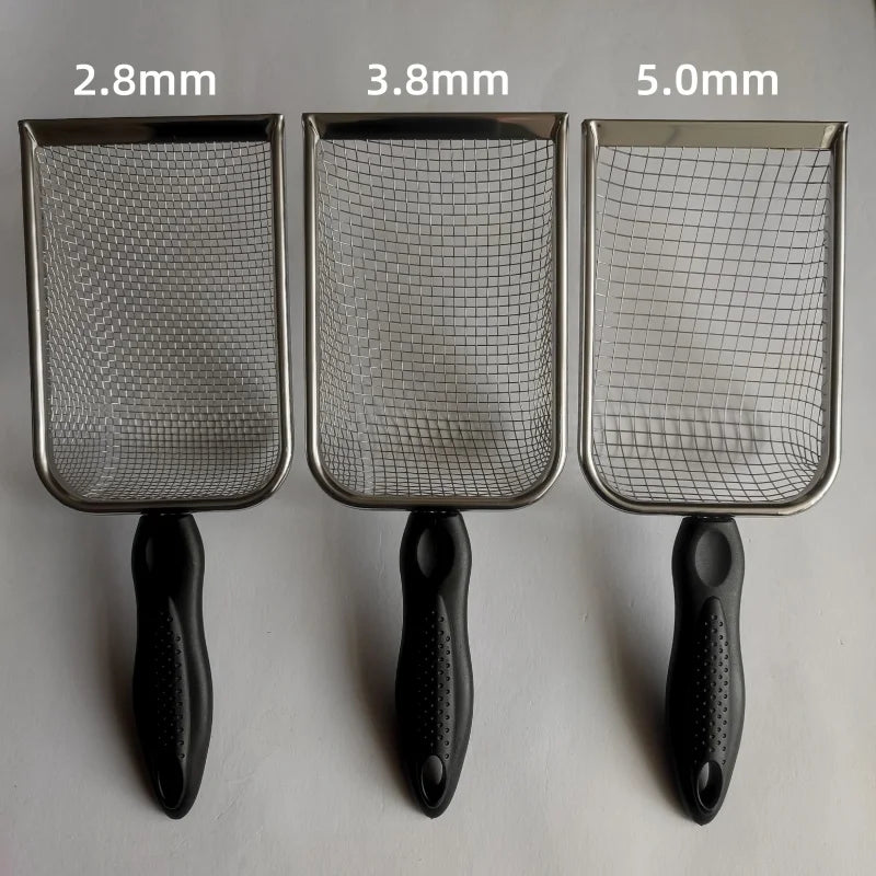 Cat Litter Shovel Stainless Steel Reptile Sand Substrate Shovel Clean Up Feces Fine Mesh Sifter For Bedding Cat Litter Scoop