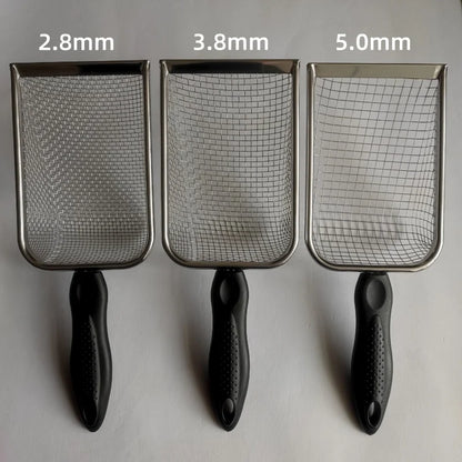 Cat Litter Shovel Stainless Steel Reptile Sand Substrate Shovel Clean Up Feces Fine Mesh Sifter For Bedding Cat Litter Scoop