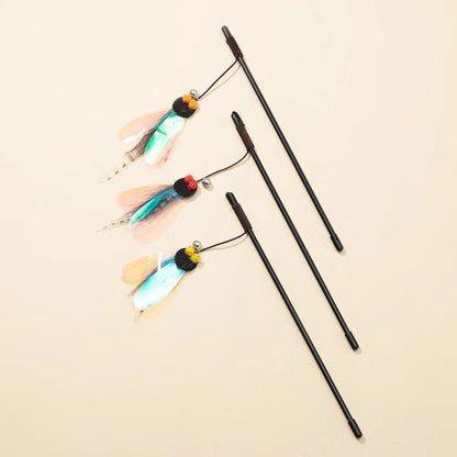 Cat Toys Feather Toy for Cats Teaser Stick Bite Resistant Butterfly Cat Toys Interactive Durable Cats Toy with Bell Pet Products