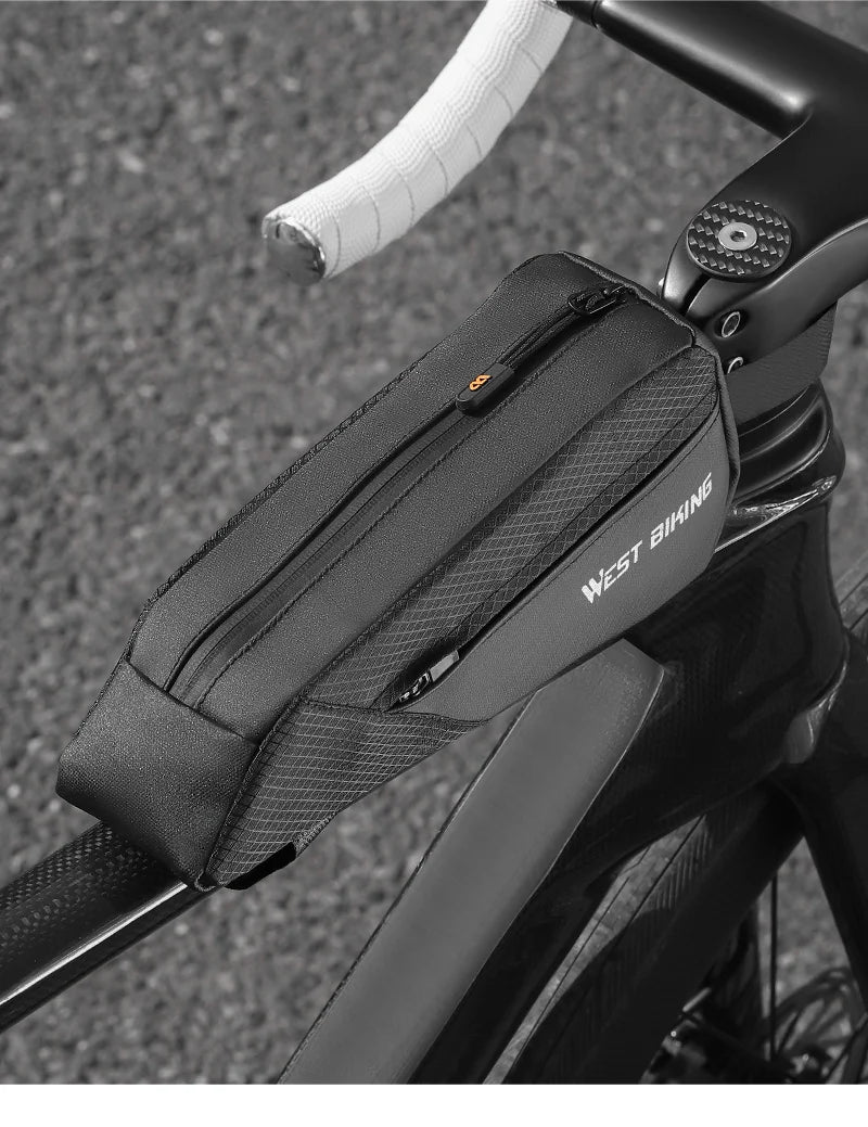 WEST BIKING Bicycle Top Tube Bag 1.2L Portable Bike Front Frame Bag 3D Stereo Cycling Tool Bag MTB Road Bike Accessories