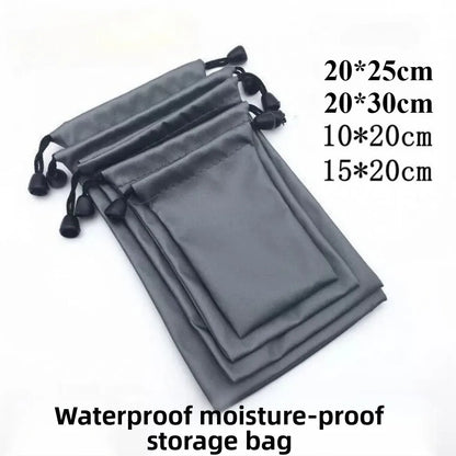 Oxford Waterproof  Dustproof Drawstring Bag Black Polyester Bag Headset Data Cable Pouch Drawst  Sporting Goods Pouch Organizer