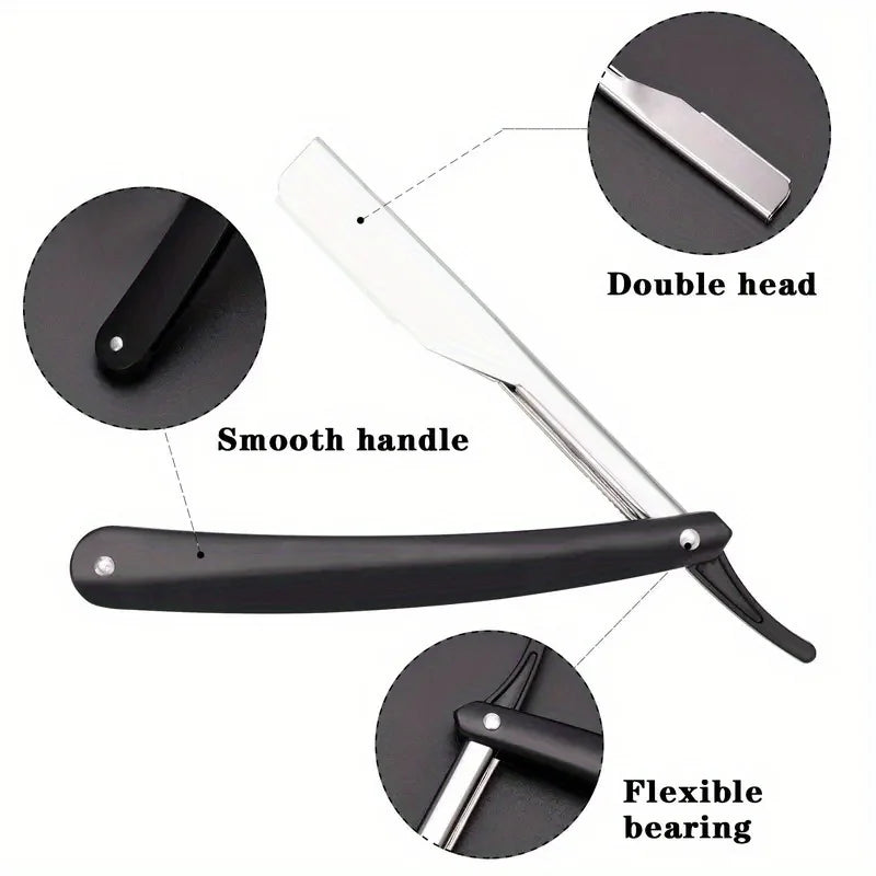 Manual Shaver for Men Barbershop Razor Stainless Steel Shank Is Easy To Use Safety Razor 1Pcs Shaving Razor with 10pcs Blades