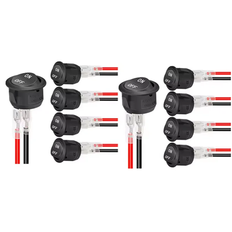 12V Round Rocker Switch AC 6A/250V 10A/125V SPST 2 Pin 2 Position On/Off Toggle Switch for Car Boat Automotive RV Black
