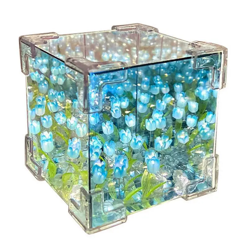 Creative Diy Tulip Flower Sea Cube Three-Dimensional Small Night Lamp Material Package for Girlfriend Couple Girlfriends
