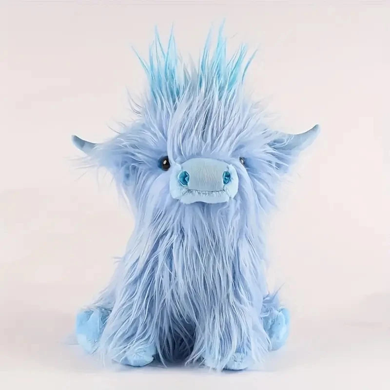 30cm Simulation Kyloe Cream Highland Cow Animal Plush Doll Soft Stuffed Highland Cow Cattlle Plushie Gift for Kids Boys Girls