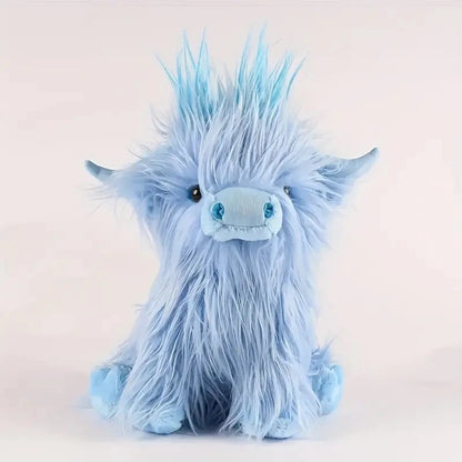 30cm Simulation Kyloe Cream Highland Cow Animal Plush Doll Soft Stuffed Highland Cow Cattlle Plushie Gift for Kids Boys Girls