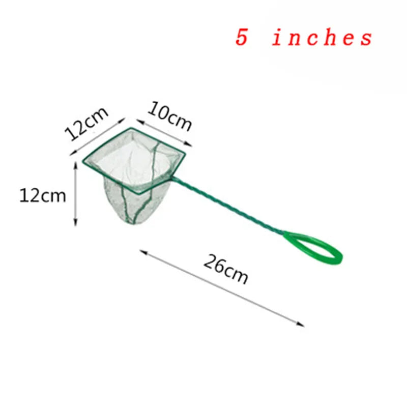 Large 3-12 Inches Fish Net Long Handle Square Aquarium Accessories Betta Shrimp Net Fishing Net Fish Tank Cleaning Tools