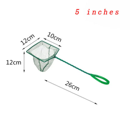Large 3-12 Inches Fish Net Long Handle Square Aquarium Accessories Betta Shrimp Net Fishing Net Fish Tank Cleaning Tools