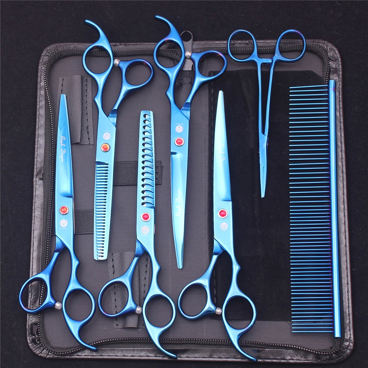 Pet Grooming Scissors Purple Dragon Japan Stainless Pink Curved Scissors For Dogs Dog Thinning Scissors Pet Chunker Shears Z3003