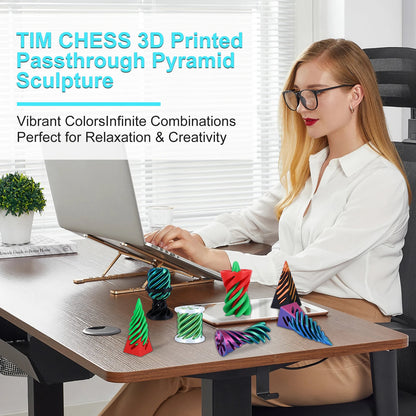 3 Pack Spiral Cone Fidget Toys 3D Printed Impossible Passthrough Pyramid Pillar Helix Screw Toys for Anxiety Relaxing
