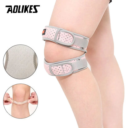 AOLIKES 1PCS Pressurized Knee Wrap Sleeve Support Bandage Pad Elastic Braces Knee Hole Kneepad Safety Basketball Tennis Cycling