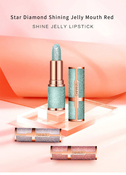DAIMANPU Starry Sky Shining Jelly Lipstick Warm Color Change Cute Pink Girl Student Makeup Moisturizing and Moisturizing Lips