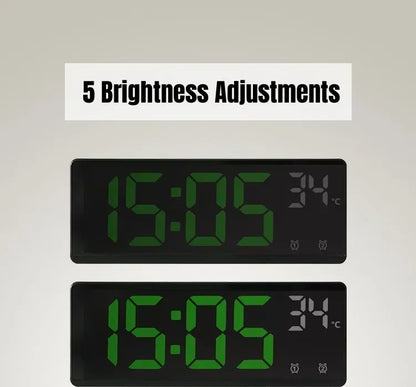 Voice Control Digital Alarm Clock Temperature Dual Alarm Snooze Desktop Table Clock Night Mode 12/24H LED Clock Watch Desk Clock