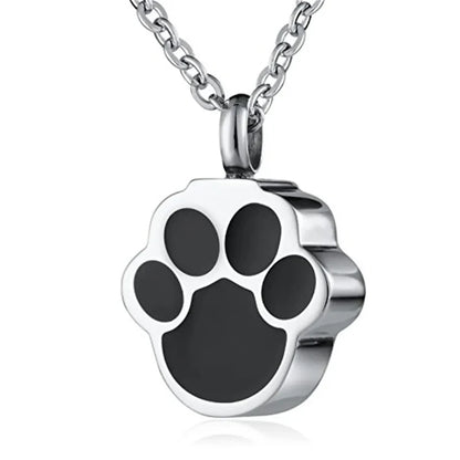 Pet Cat Dog Paw Print Cremation Jewelry for Ashes Wearable Urn Necklace Keepsake Memorial Pendant for Women Men