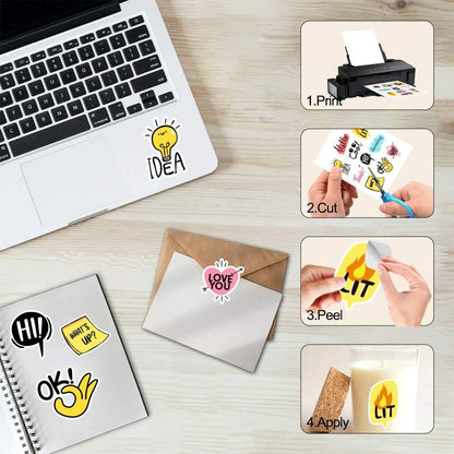 A4 Size Matte White Printable Vinyl Sticker Paper 8.3×11.7 inch Self-Adhesive Inkjet Compatible Tear-Resistant Labeling Paper