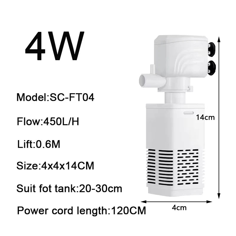 3 in 1 Aquarium Filter Pump Silent Fish Tank Submersible Air Oxygen Aerator Aquarium Air Pump Water Changer Pump Wave Maker 220v