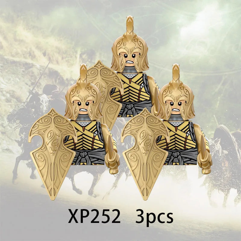 3pcs Lord Rings Elves Orcs Army Dwarf Rohan Mini Action Toy Figures Building Blocks Assembly Toys for Kids Birthday Gift
