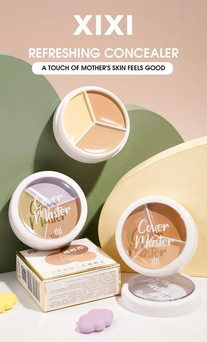 XIXI Pure Holding Makeup Three Color Concealer Spot Acne Print Repair Foundation Dark circles are not easy to stick powder