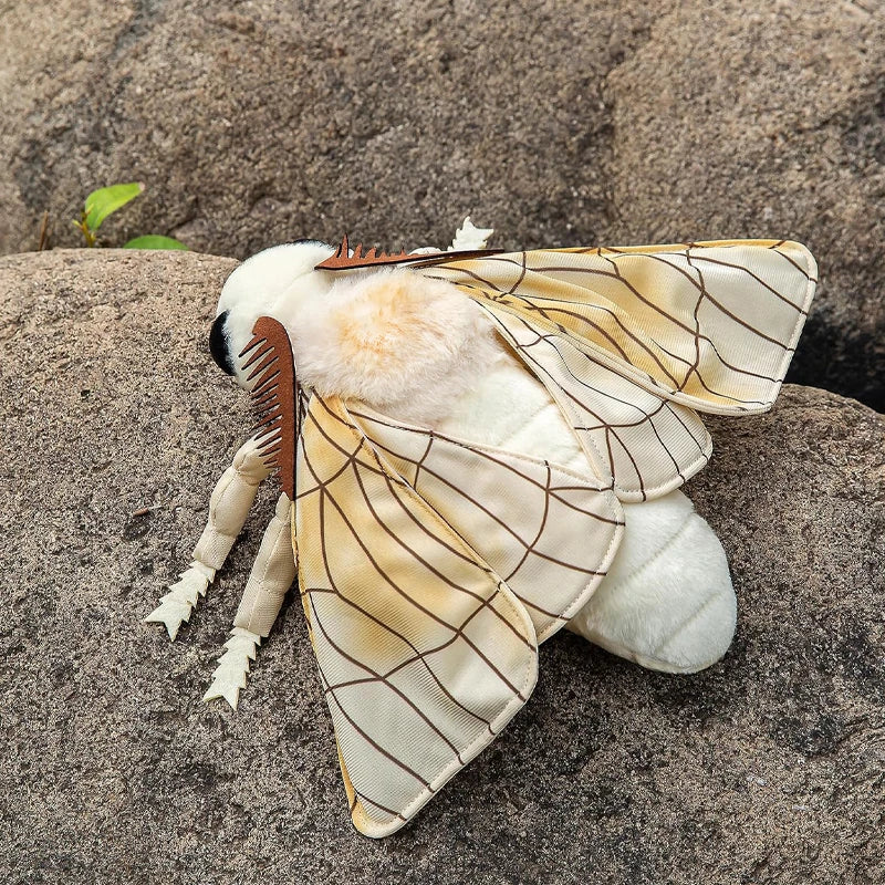 Soft Silkworm Moth Plush Toy Cute Simulated Insect Animal Exquisite Fuzzy Winged Bug Decorative Ornament Kids Gift Home Decor
