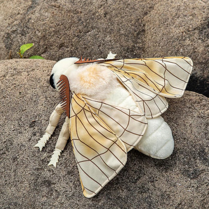 Soft Silkworm Moth Plush Toy Cute Simulated Insect Animal Exquisite Fuzzy Winged Bug Decorative Ornament Kids Gift Home Decor