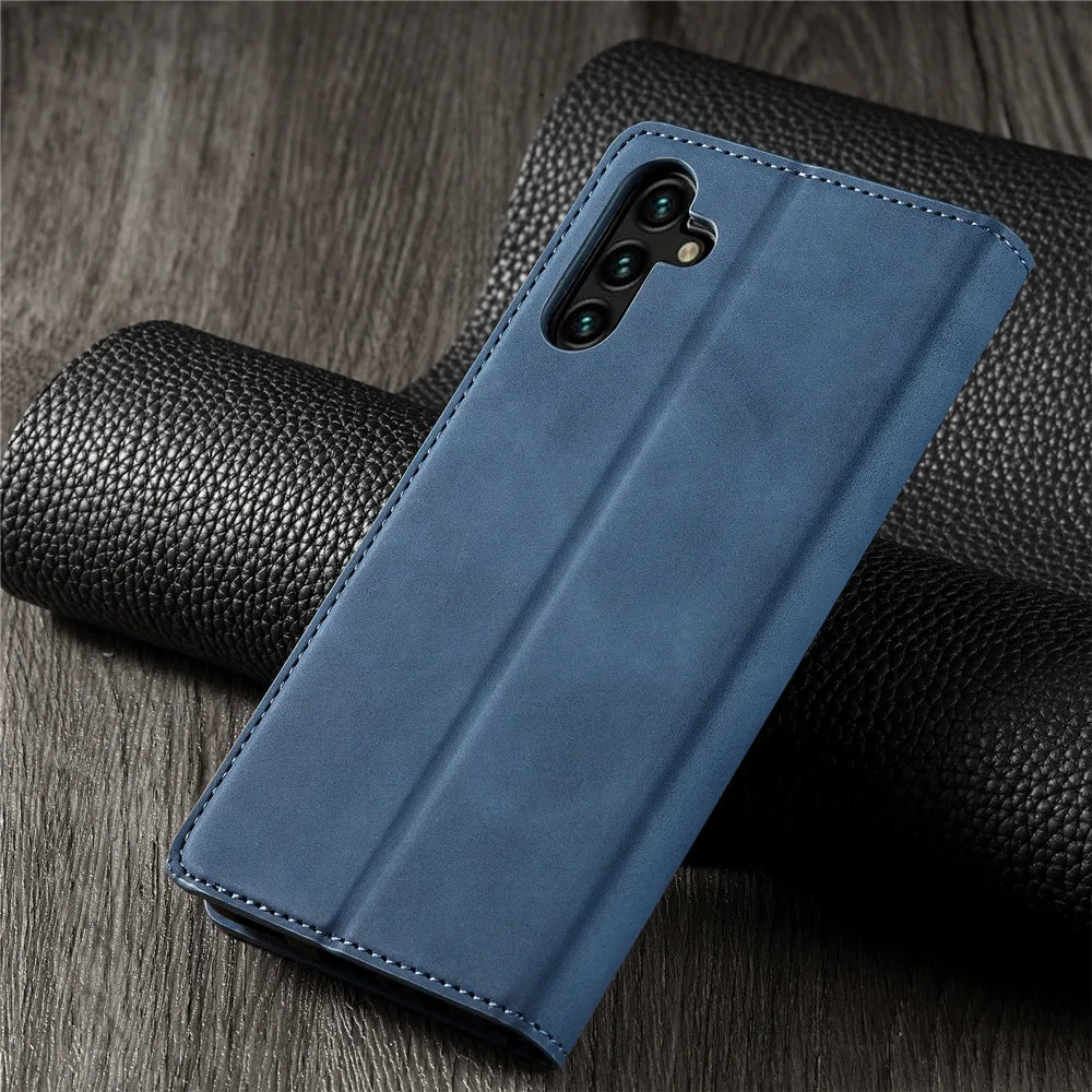 Leather Phone Case For Samsung S26 S25 edge S24 S23 FE S22 Ultra S21 S20 S10 Plus Note 20 10 9 Magntic Flip Card Wallet Cover