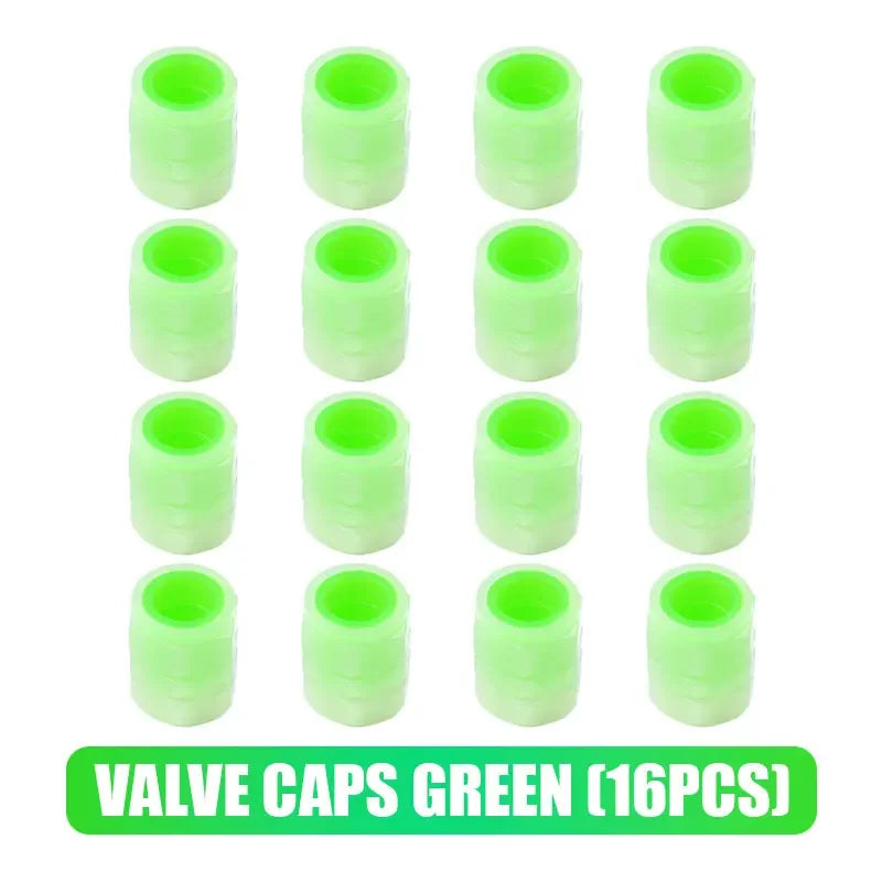 Luminous Car Tire Valve Cap Fluorescent Night Glowing Tire Decor Motorcycle Electric Bicycle Hub Valve Caps Car Accessories