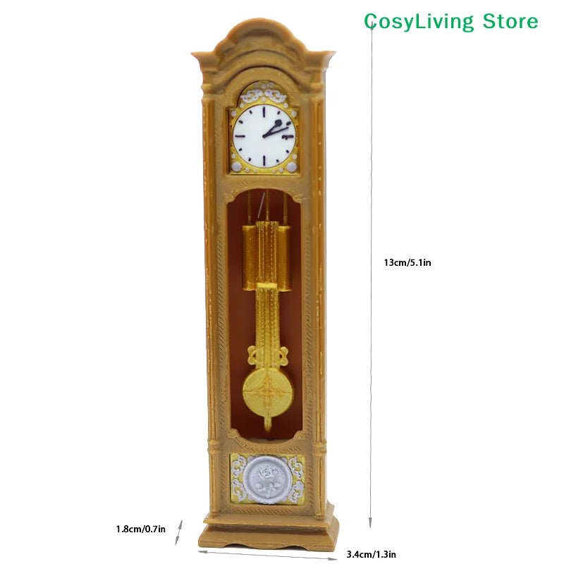Mini Retro Standing Clock Grandfather Clock Living Room Furniture Decoration Model Scene Ornament