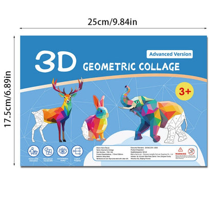 3D Geometric Heteroideus Animal Puzzle Stickers Puzzle Stress Relieving Block Drawing DIY Stickers Basic /Advanced Version/2PCS