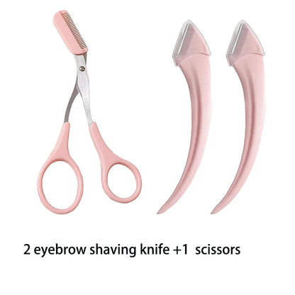 Eyebrow Trimming Knife Eyebrow Face Razor For Women Professional Eyebrow Scissors With Comb Brow Trimmer Scraper Accessories
