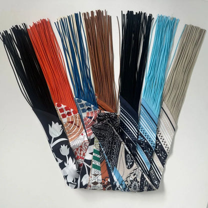 130x5cm Tassel Cashew Print Scarf Women's All-season Twill Silk Decorative Ribbon Multi-purpose Bag Hair Tie Belt Scarf