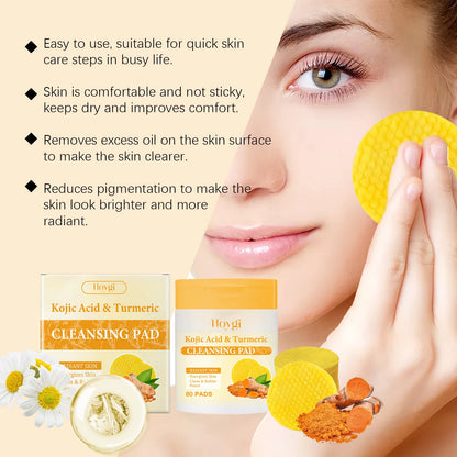 Turmeric Kojic Acid Cleansing Pad Gently Exfoliates Removal Deeply Cleanses Skin Whitens And Lightens Spots Maintains FacialCare
