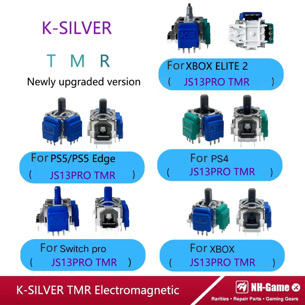 10/20PCS K-Silver TMR Electromagnetic Joystick For PS4 for PS5 Gamepad 3D Analog Replacement Thumb Stick For XBOX NS Controller