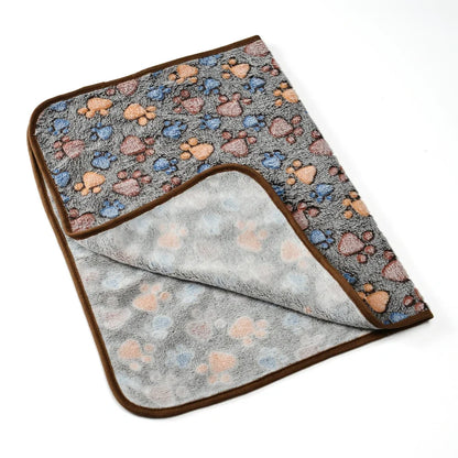 Warm Pet Cat Blanket Autumn Winter Cozy Thicken Fleece Kitten Footprint Bed Mat for Small Medium Big Cats Dog Chihuahua Supplies