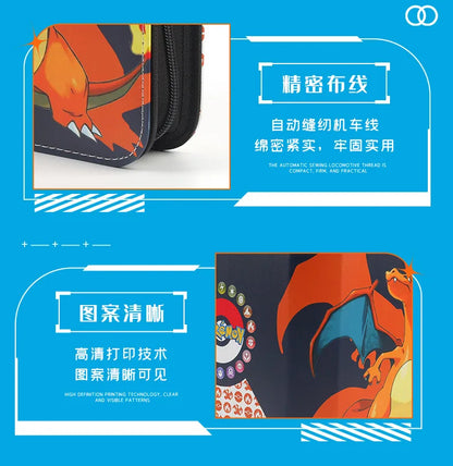 Pokemon Card Anime Photo Album Collect Album Loose Leaf Pu Zipper Game King Fans Pikachu Card Pack Toys Figure Card Storage Bag