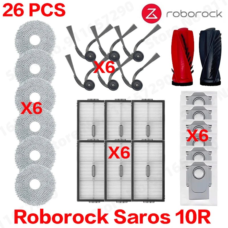 Roborock Saros 10R Spare Parts Main Side Brush Hepa Filter Mop Cloth Dust Bag Accessories Robot Vacuums Kit