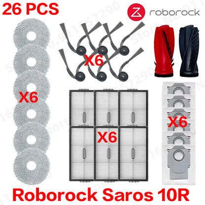 Roborock Saros 10R Spare Parts Main Side Brush Hepa Filter Mop Cloth Dust Bag Accessories Robot Vacuums Kit