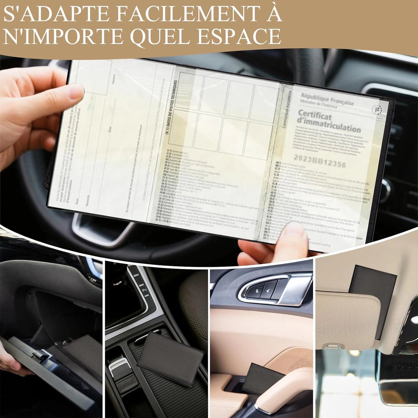 Gray card pocket package and registration Protection cover insurance-plastic transparent pouch for Motorbike Car Documents (1/2, black)