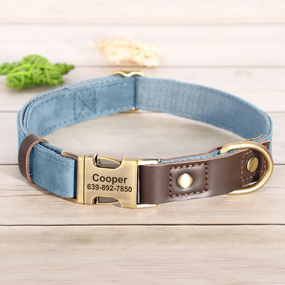 Personalized Dog Collar Leash PU Leather Dog Collars With Walking Lead Rope Free Custom Pet ID Necklace for Small Large Dogs Pug